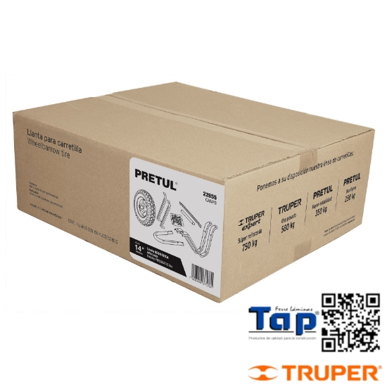 Imagen de LLANTA NEUMATICA Y ACC P CARRETILLA GRIS PRETUL CAJA 1PZA