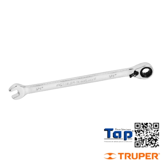 Imagen de LLAVE COMBI MATRACA REVSIBLE  006 1/4"X125 MM LARGO EXPERT