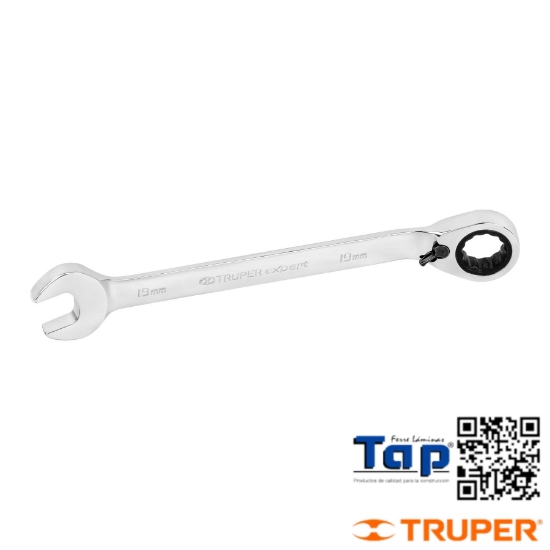 Imagen de LLAVE COMBI MATRACA REVSIBLE 19 MMX241 MM LARGO EXPERT