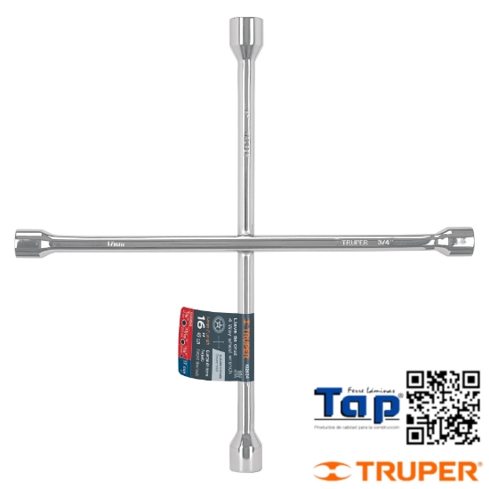 Imagen de LLAVE CRUZ 400 16" PULIDA Y CROMADA TRUPER