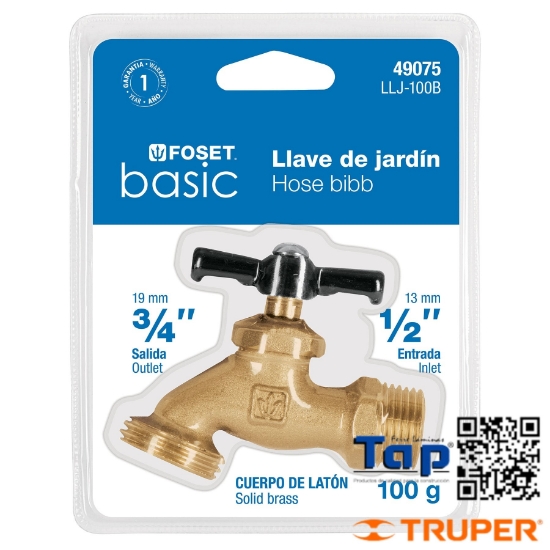 Imagen de LLAVE P MANGUERA LATON 100 GR 013 1/2",BLISTER,FOSET BASIC