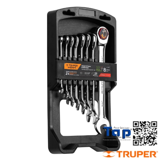 Imagen de LLAVES COMBI STD PULIDAS C MATRACA DE  EXPERT JGO 8