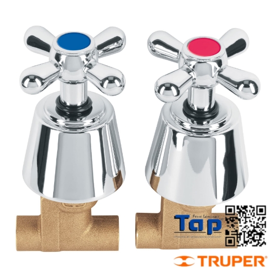 Imagen de LLAVES EMPOTRAR SOLDABLE T CRUCETA AQUA JGO 2