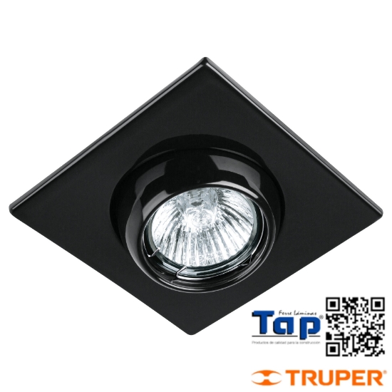 Imagen de LUMINARIO CUADRADO NEGRO SPOT ESFERICO LAMP NO INCLUIDA