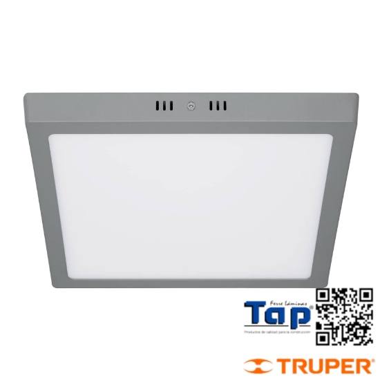 Imagen de LUMINARIO LED CUADRADO T PLAFON 24 W GRIS LUZ DIA