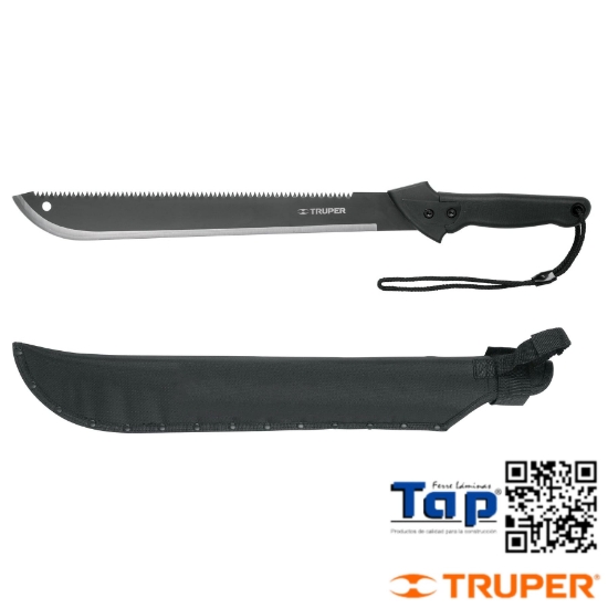 Imagen de MACHETE DOBLE FILO 450 18" CACHA BIMATERIAL C FUNDA TRUPER
