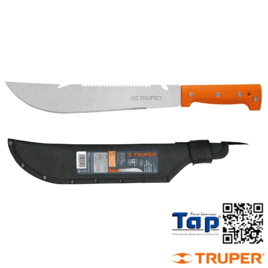 Imagen de MACHETE RAMBO 300 12" CACHA REMACHADA NARANJA C FUNDA TRUPER
