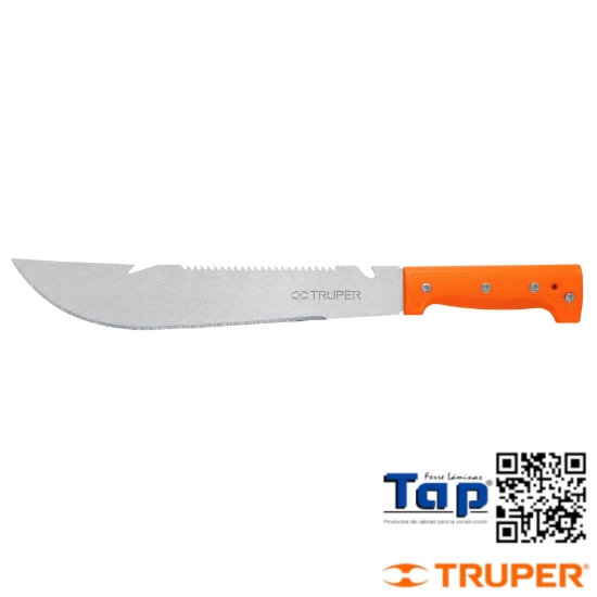 Imagen de MACHETE RAMBO 300 12" CACHA REMACHADA NARANJA TRUPER
