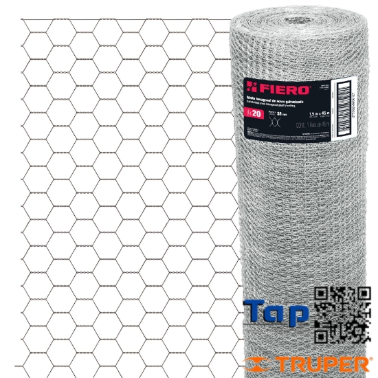 Imagen de MALLA HEX CAL 45MX1.5M 20 ABERTURA 38MM ROLLO