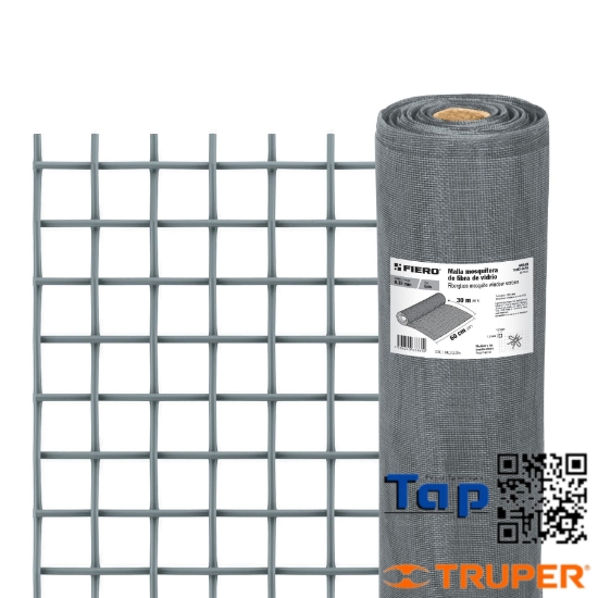 Imagen de MALLA MOSQUITERA FIBRA VIDRIO GRIS ROLLO 30 MX0.6M
