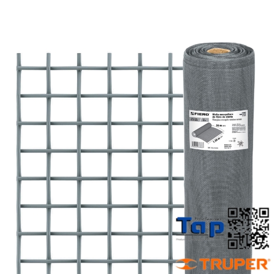 Imagen de MALLA MOSQUITERA FIBRA VIDRIO GRIS ROLLO 30 MX1.5M