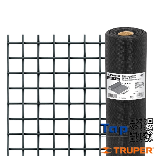 Imagen de MALLA MOSQUITERA FIBRA VIDRIO NEGRA ROLLO 30 MX0.6M
