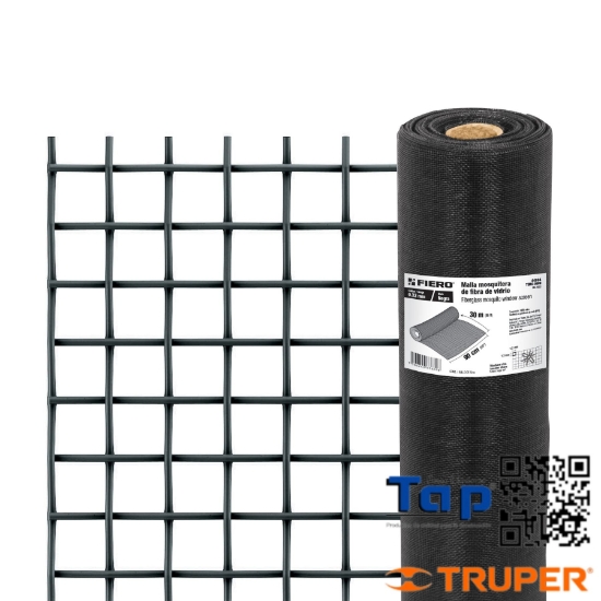 Imagen de MALLA MOSQUITERA FIBRA VIDRIO NEGRA ROLLO 30 MX0.9M