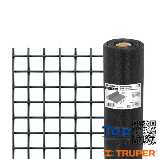 Imagen de MALLA MOSQUITERA FIBRA VIDRIO NEGRA ROLLO 30 MX1.2M