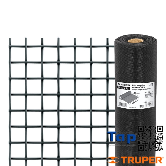 Imagen de MALLA MOSQUITERA FIBRA VIDRIO NEGRA ROLLO 30 MX1.5M