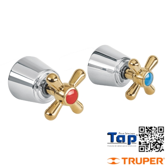 Imagen de MANERAL GDES CRUCETA CROMO-ORO AQUA JGO 2 PZAS