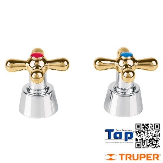 Imagen de MANERAL PALANCA P LAVABO CROMO/ORO AQUA JGO 2 PZAS