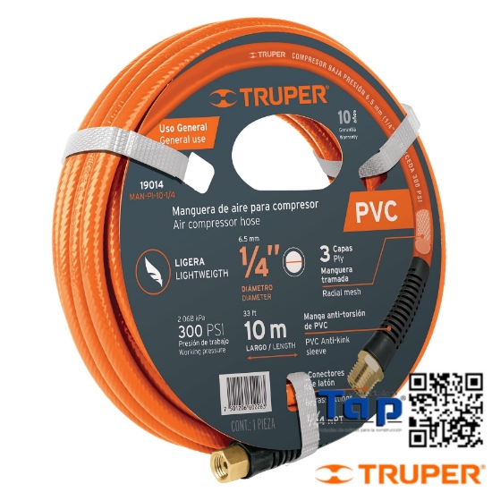 Imagen de MANGUERA 006 1/4" PVC P COMPRESOR TRUPER ROLLO 10M
