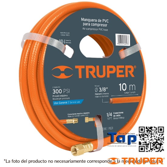 Imagen de MANGUERA 009 3/8" PVC P COMPRESOR TRUPER ROLLO 15M