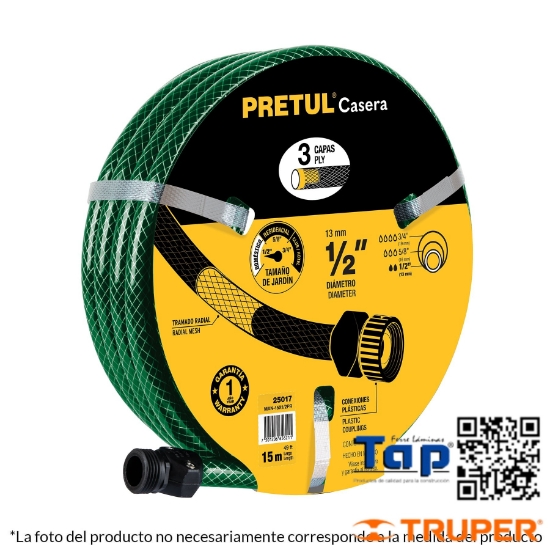 Imagen de MANGUERA 013 1/2" REFZDA 3 CAPAS 10M CONEXION PLAST PRETUL