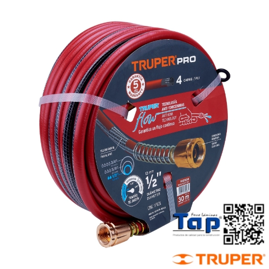 Imagen de MANGUERA 013 1/2" SUPER REFZDA 4 CAPAS 30 M CONEXIONES METAL