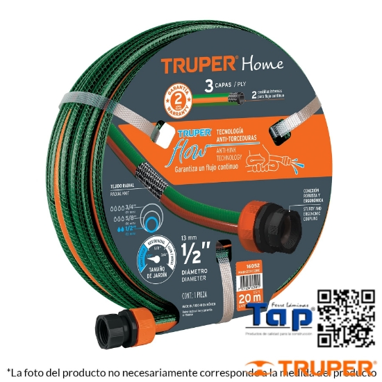 Imagen de MANGUERA 013 1/2"REFZDA 3 CAPAS 15 M CONEXION PLAST