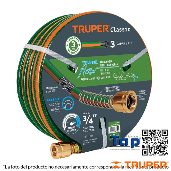 Imagen de MANGUERA 015 5/8" REFZDA 3 CAPAS 15 M CONEXION METAL