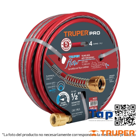 Imagen de MANGUERA 015 5/8" SUPER REFZDA 4 CAPAS 30 M CONEXION METAL