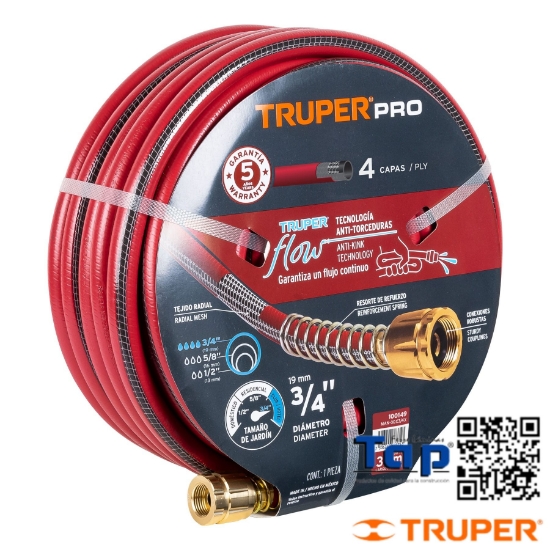 Imagen de MANGUERA 019 3/4" SUPER REFORZADA 4 CAPAS CONEXION METAL 30M