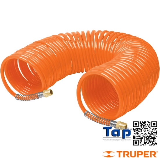Imagen de MANGUERA 15 M T RESORTE 006 1/4" P COMPRESOR TRUPER