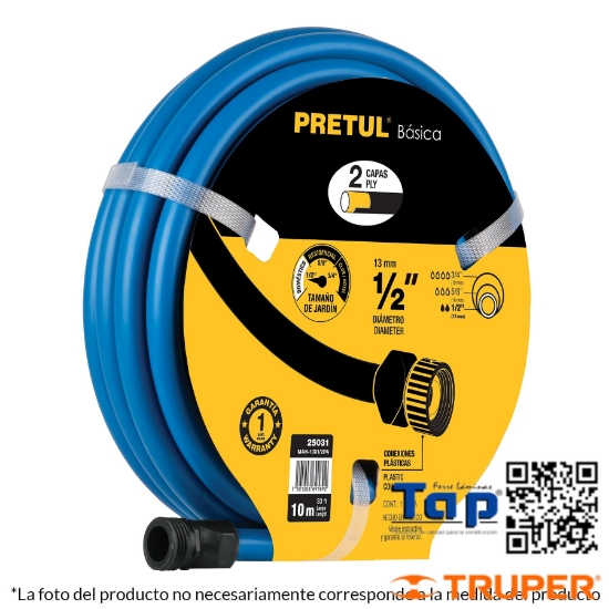 Imagen de MANGUERA AZUL 013 1/2" 2 CAPAS 15 M CONEXION PLAST PRETUL