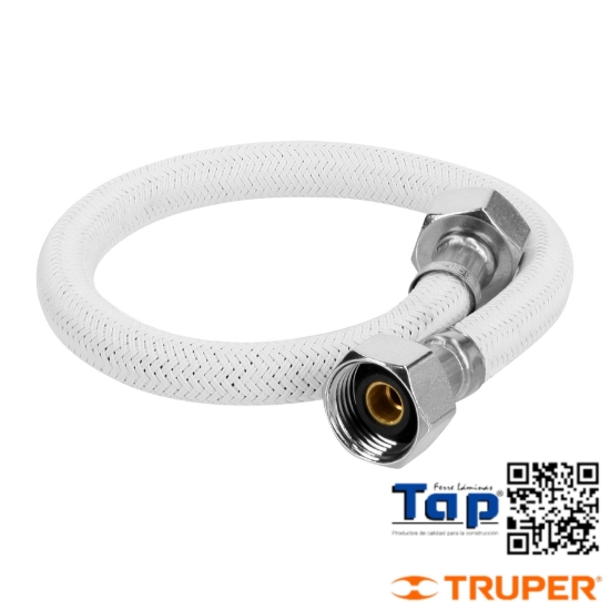 Imagen de MANGUERA LAVABO/FREGAD VINILO BLANCO 013 1/2"X013 1/2" 40 CM