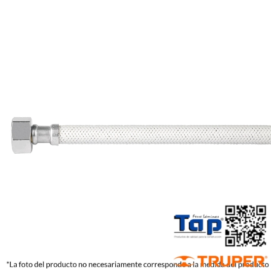 Imagen de MANGUERA LAVABO/FREGAD VINILO BLANCO 013 1/2"X013 1/2" 55 CM