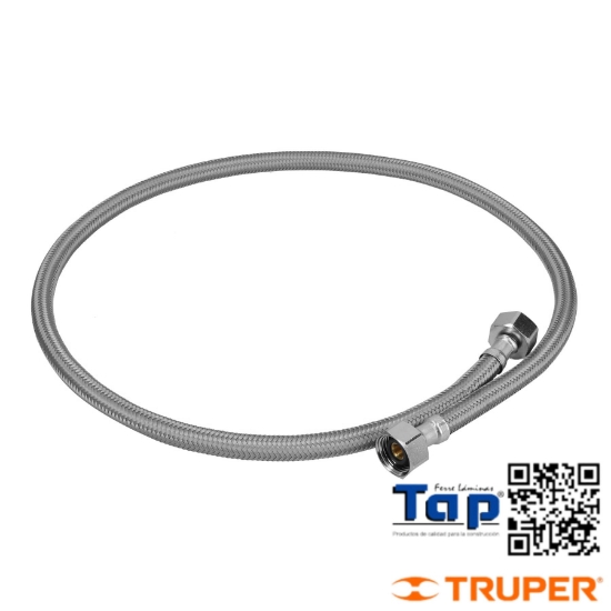 Imagen de MANGUERA LAVABO/FREGAD VINILO GRIS 013 1/2"X013 1/2" 100 CM