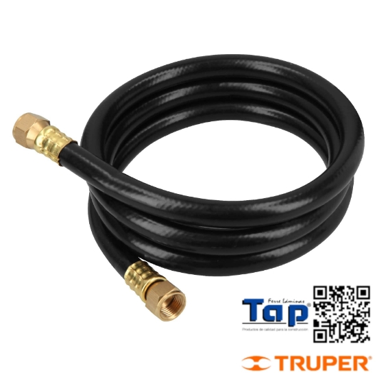 Imagen de MANGUERA P GAS 009 3/8" FLEX NEGRA 1.5 M C CONEXION