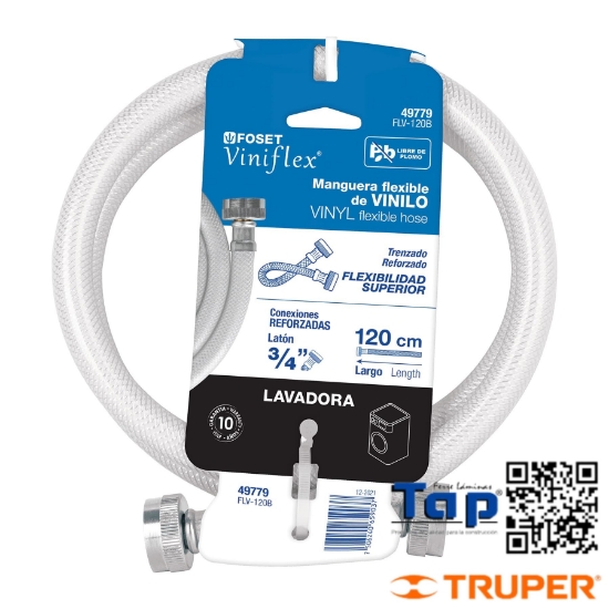 Imagen de MANGUERA P LAVADORA VINILO 019 3/4"X019 3/4" 1.2 M FOSET