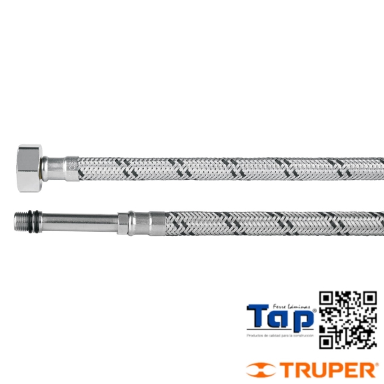 Imagen de MANGUERA P MONOMANDO ACERO INOX 013 1/2"X009 3/8" 55 CM