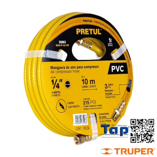 Imagen de MANGUERA PVC P COMPRESOR  5 M X 1/4" PRETUL