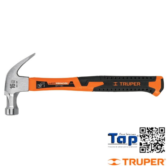 Imagen de MARTILLO 16 OZ UÑA CURVA MANGO FIBRA VIDRIO TRUPER