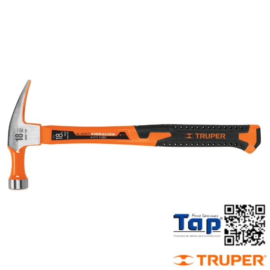 Imagen de MARTILLO 18 OZ UÑA RECTA MANGO FIBRA VIDRIO TRUPER