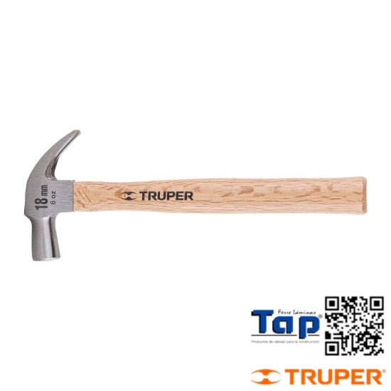 Imagen de MARTILLO CABEZA CONICA 18 MM UÑA CURVA MANGO MAD TRUPER