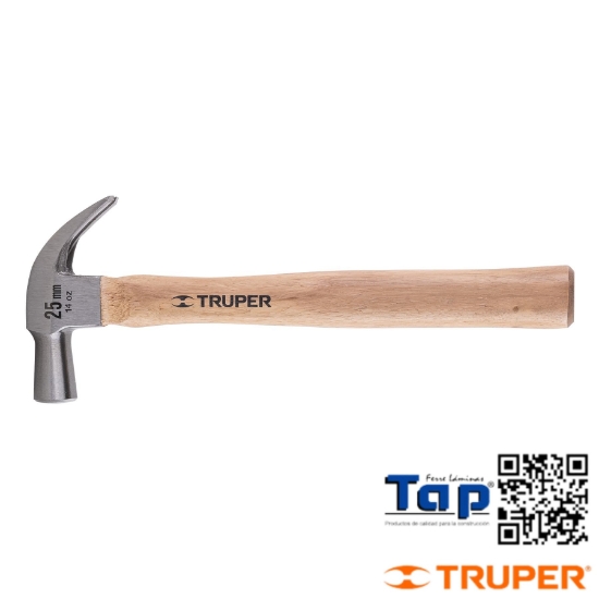 Imagen de MARTILLO CABEZA CONICA 25 MM UÑA CURVA MANGO MAD TRUPER