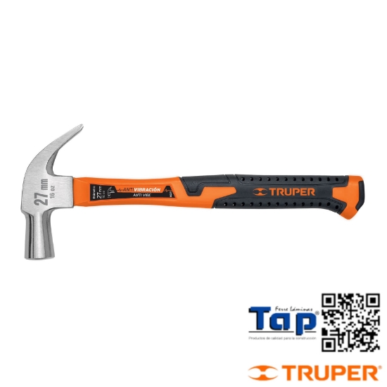 Imagen de MARTILLO CABEZA CONICA 27 MM UÑA CURVA MANGO FIBRA VIDRIO