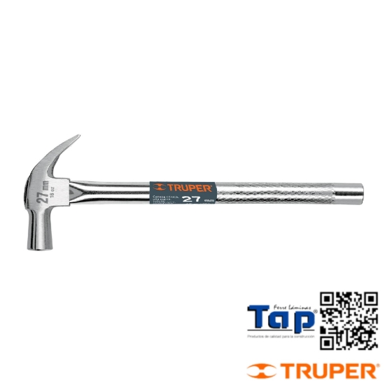 Imagen de MARTILLO CABEZA CONICA 27 MM UÑA CURVA MANGO, TUBULAR