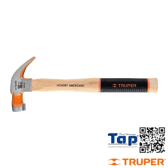 Imagen de MARTILLO PULIDO 16 OZ UÑA CURVA MANGO HICKORY TRUPER GRIP