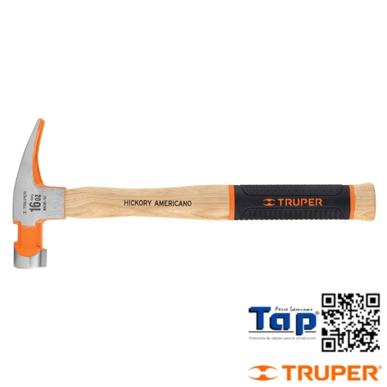 Imagen de MARTILLO PULIDO 16 OZ UÑA RECTA MANGO HICKORY TRUPER GRIP