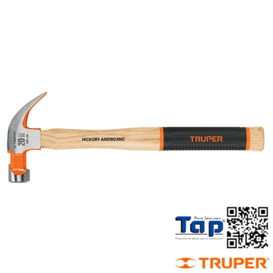Imagen de MARTILLO PULIDO 20 OZ UÑA CURVA MANGO HICKORY TRUPER GRIP