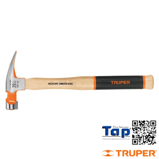Imagen de MARTILLO PULIDO 20 OZ UÑA RECTA BOCA FRESADA TRUPER GRIP