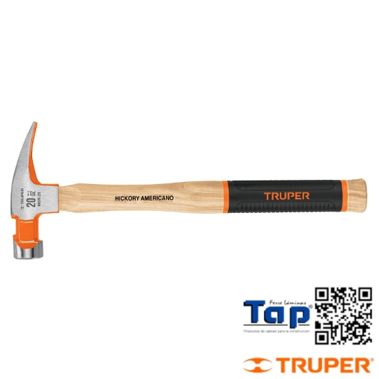 Imagen de MARTILLO PULIDO 20 OZ UÑA RECTA MANGO HICKORY TRUPER GRIP