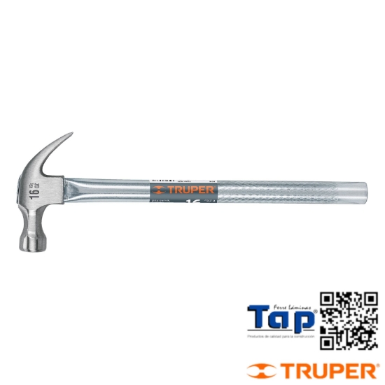 Imagen de MARTILLO TUBULAR PULIDO 16 OZ UÑA CURVA TRUPER